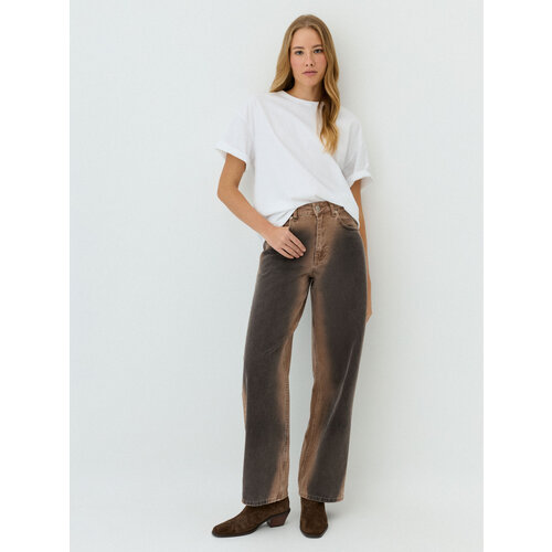женские прямые джинсы sela, коричневые