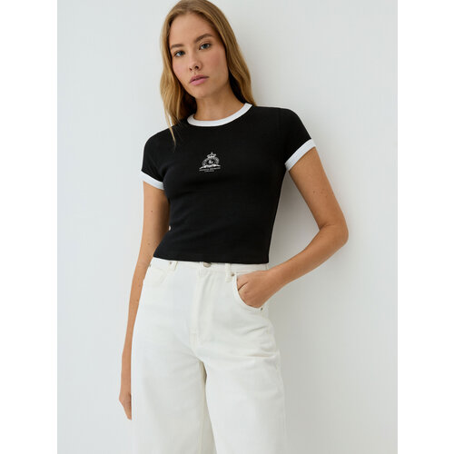 женская футболка с коротким рукавом sela, черная