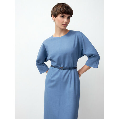 женское платье с круглым вырезом pompa, голубое