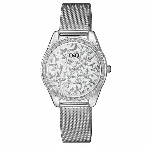 женские часы q&q, серебряные