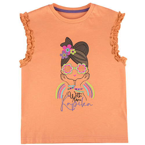 футболка kapika для девочки, оранжевая