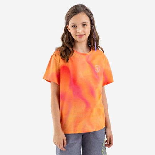 футболка kapika для девочки, оранжевая