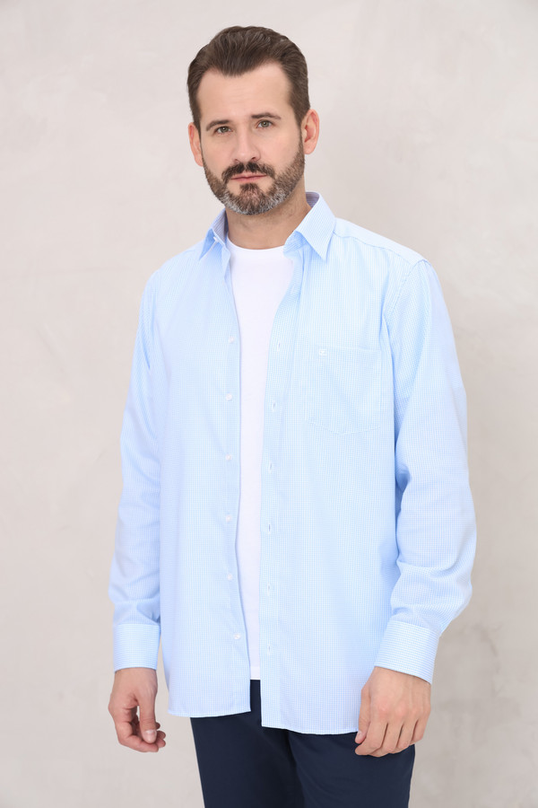мужская рубашка с длинным рукавом casa moda, голубая