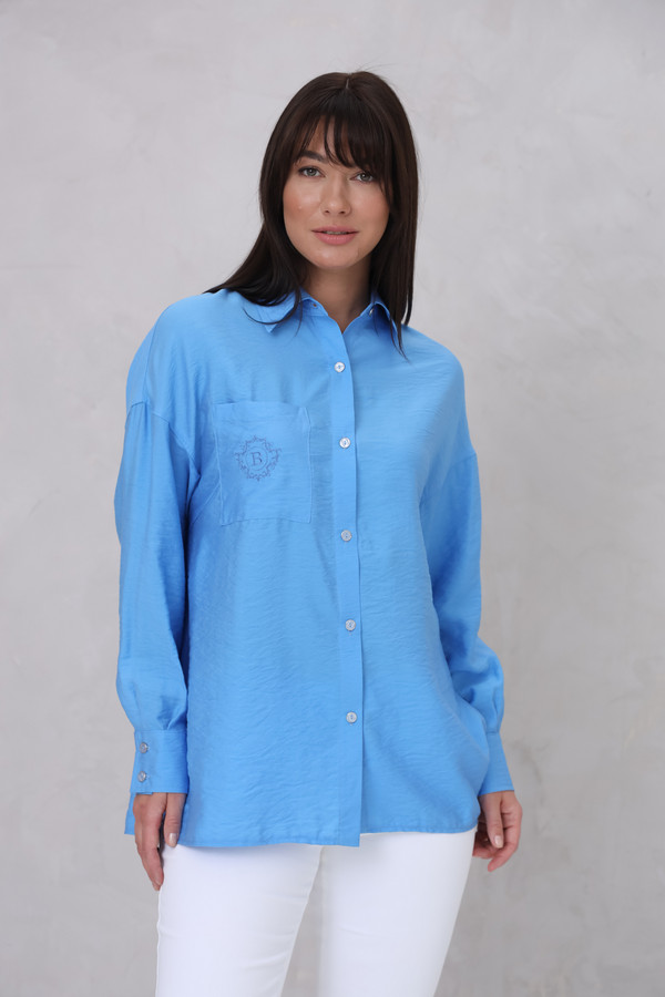 женская рубашка с длинным рукавом beatris, синяя