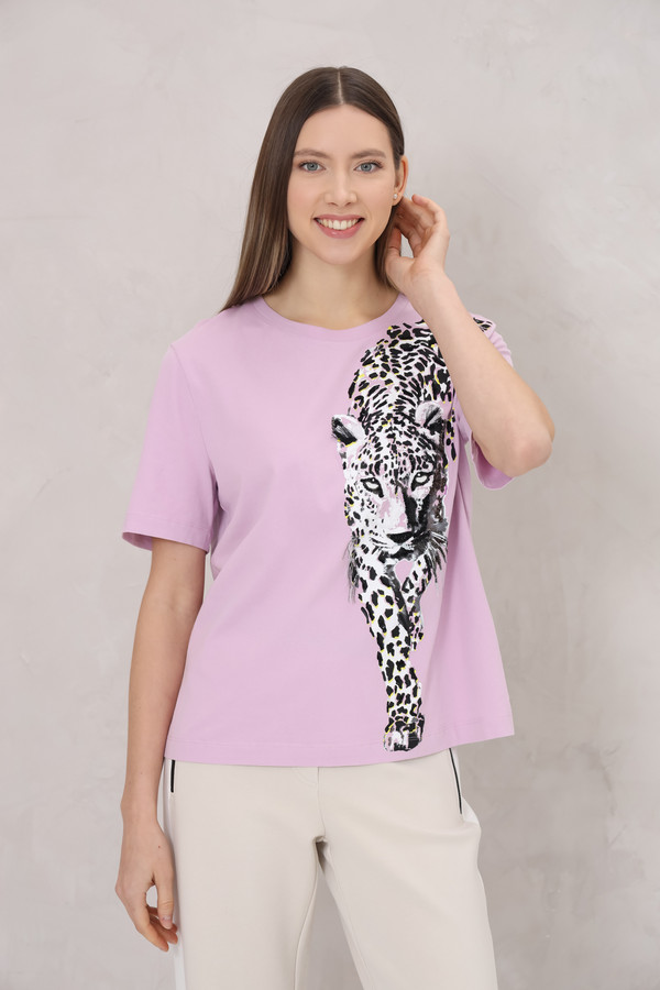женская футболка marc cain, розовая