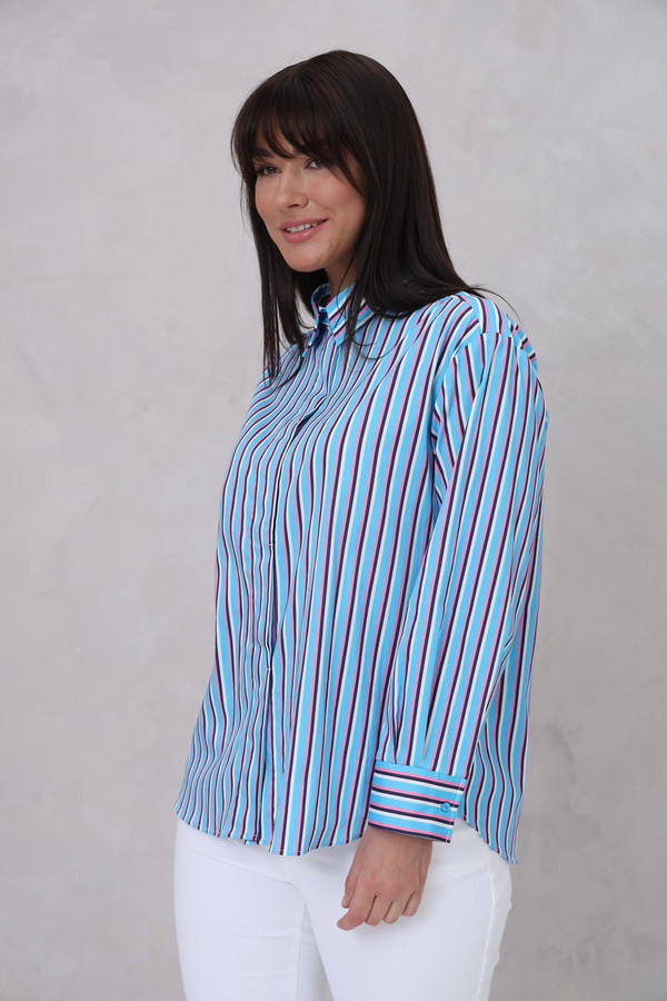 женская рубашка с длинным рукавом bugatti, синяя