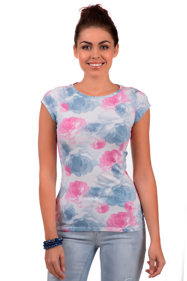 женская футболка с круглым вырезом ea7, разноцветная