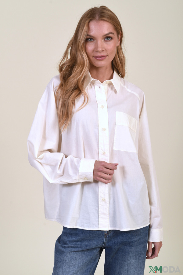 женская рубашка с длинным рукавом set, белая