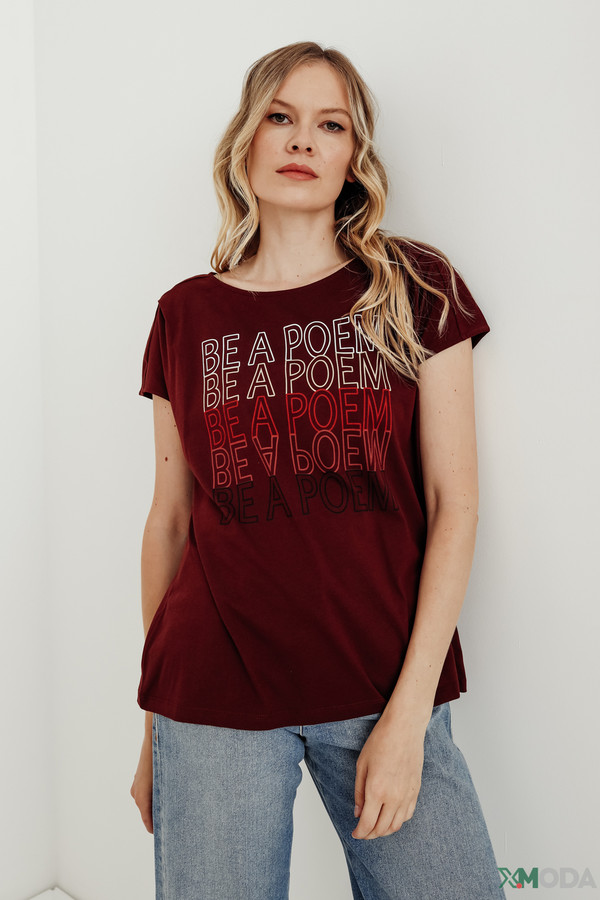 женская футболка gerry weber, бордовая