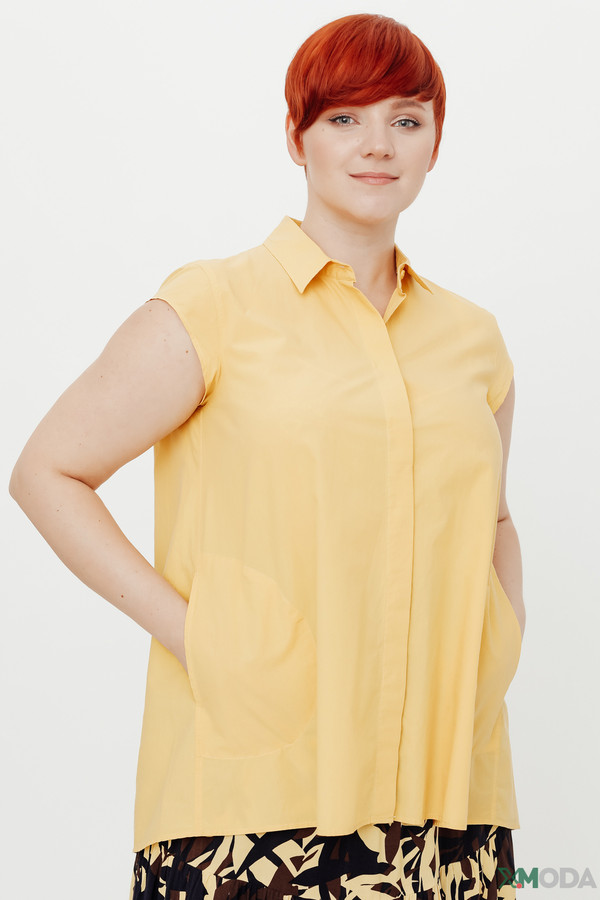 женская рубашка с коротким рукавом gerry weber, желтая