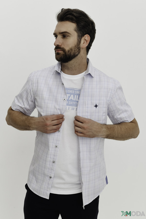 мужская рубашка с коротким рукавом haze and finn, голубая