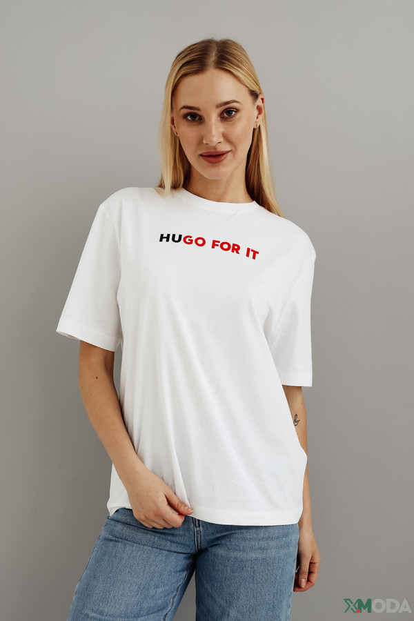 женская футболка hugo, белая