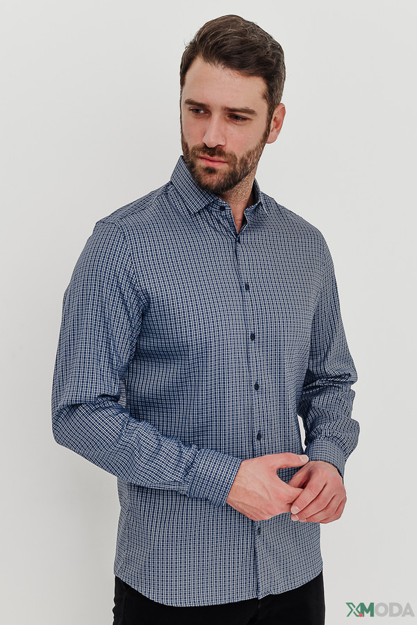 мужская рубашка с длинным рукавом olymp, синяя
