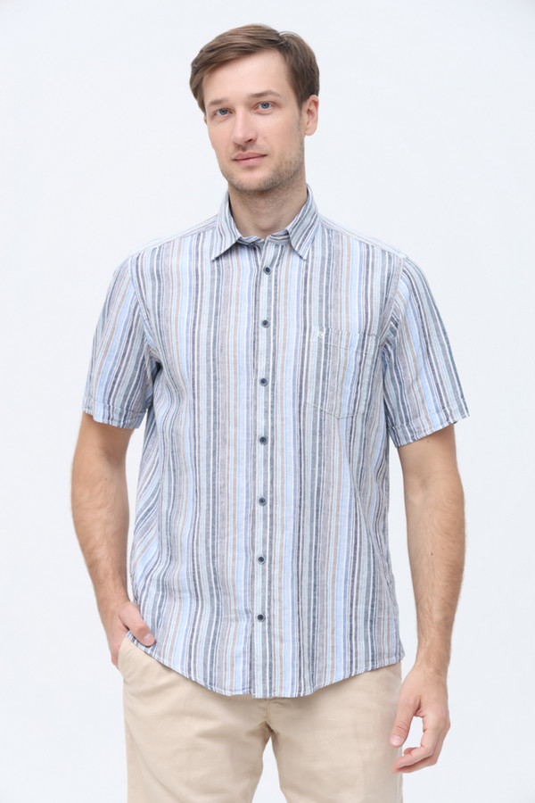 мужская рубашка с коротким рукавом casa moda, голубая