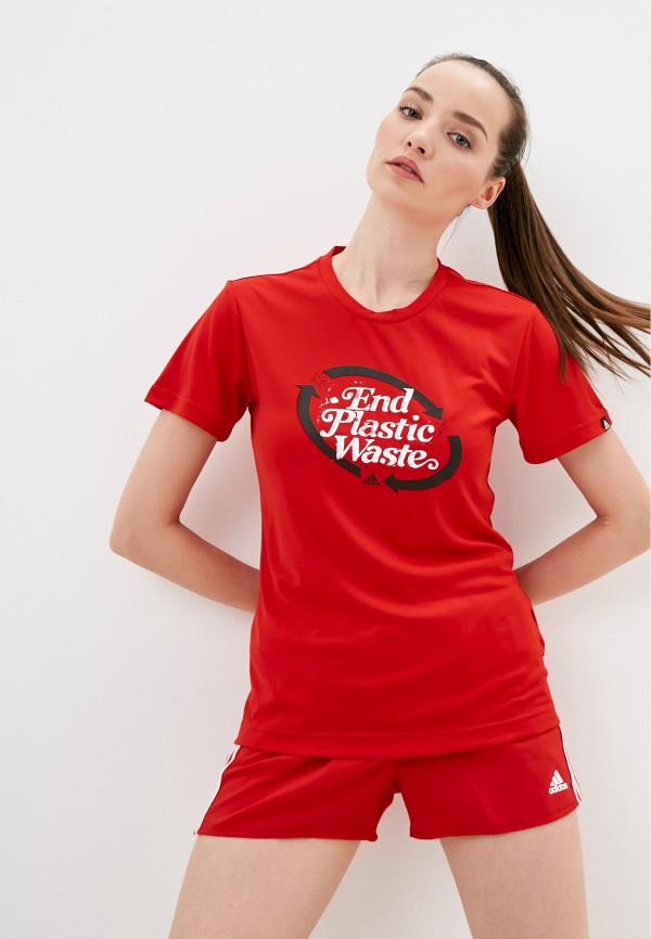женская футболка adidas, красная