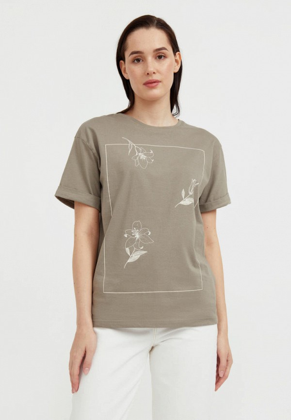 женская футболка finn flare, коричневая