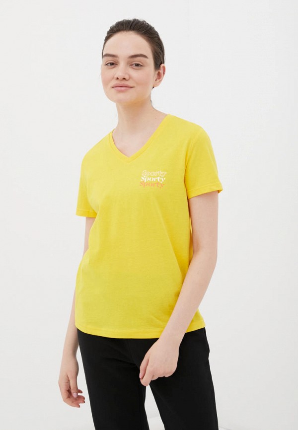 женская футболка finn flare, желтая