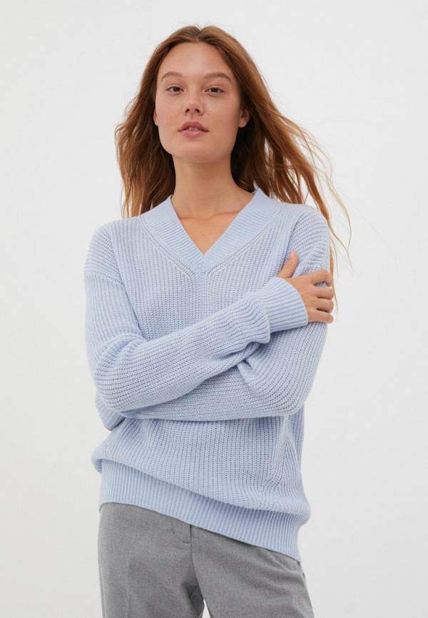 женский пуловер finn flare, голубой