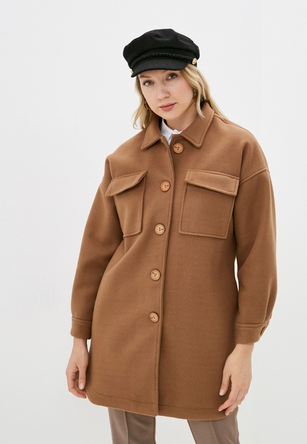 женское пальто moda sincera, коричневое