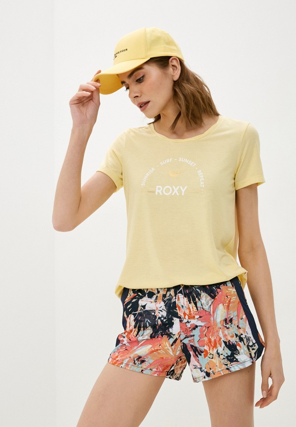 женская спортивные футболка roxy, желтая