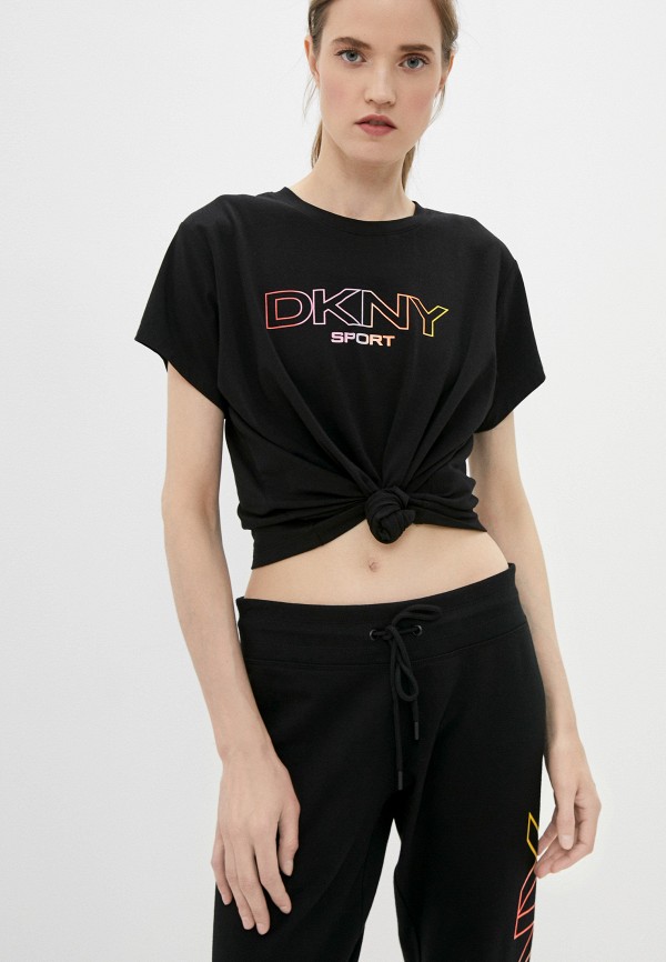 женская футболка dkny, черная