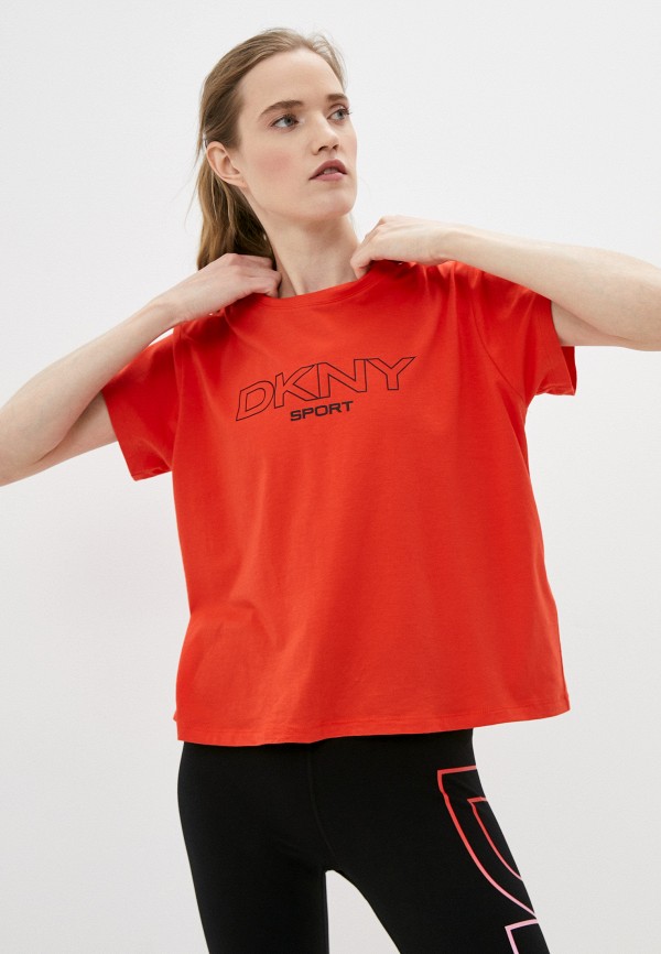 женская футболка dkny, красная