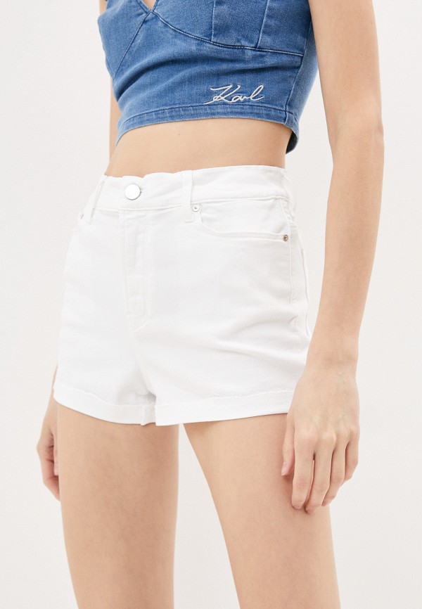 женские джинсовые шорты karl lagerfeld denim, белые