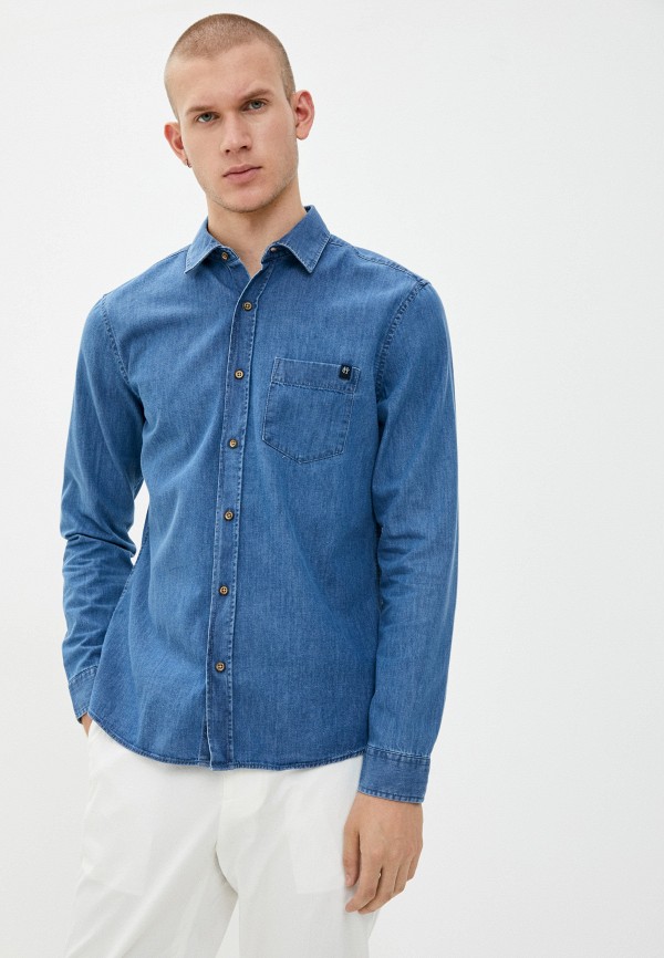 мужская джинсовые рубашка felix hardy, синяя