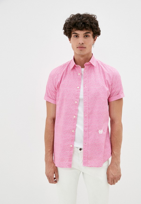 мужская рубашка с коротким рукавом diesel, розовая