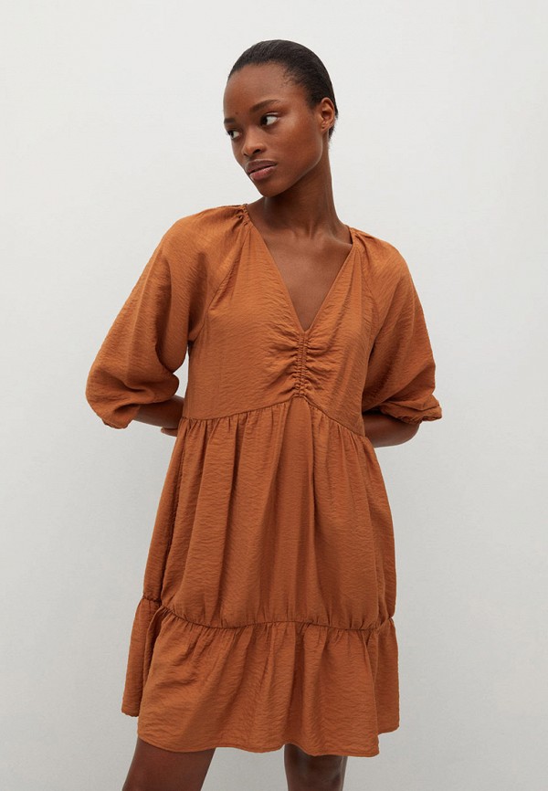 женское повседневные платье mango, оранжевое