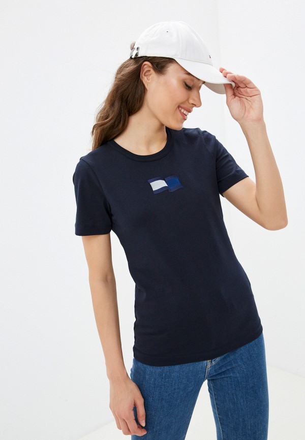 женская футболка tommy hilfiger, синяя