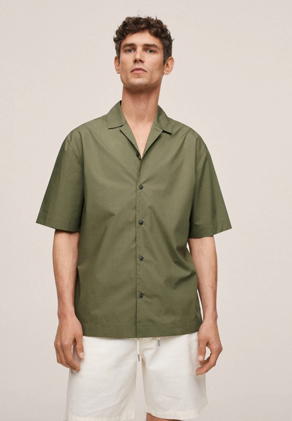 мужская рубашка с коротким рукавом mango man, хаки