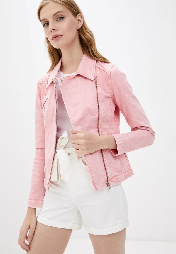 женская джинсовые куртка salsa, розовая