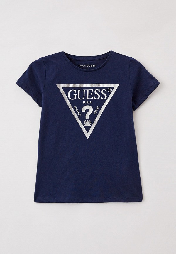 футболка с коротким рукавом guess для девочки, синяя