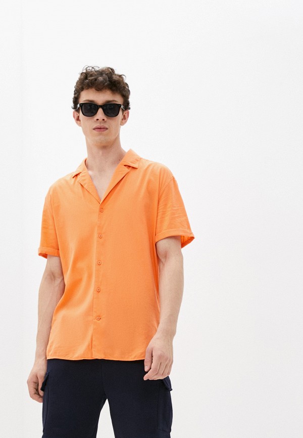 мужская рубашка с коротким рукавом strellson, оранжевая