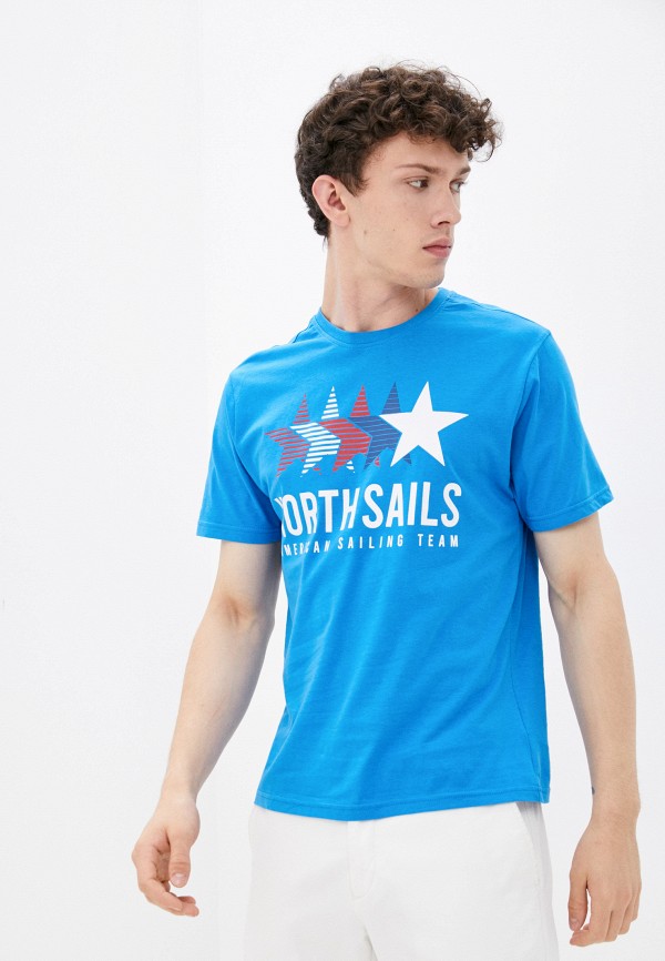 мужская футболка с коротким рукавом north sails, голубая