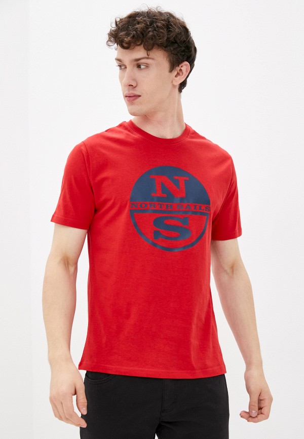 мужская футболка с коротким рукавом north sails, красная