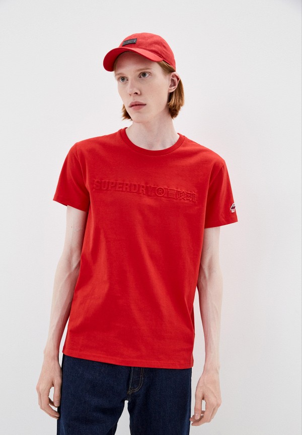 мужская футболка с коротким рукавом superdry, красная