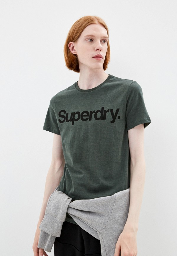 мужская футболка с коротким рукавом superdry, зеленая
