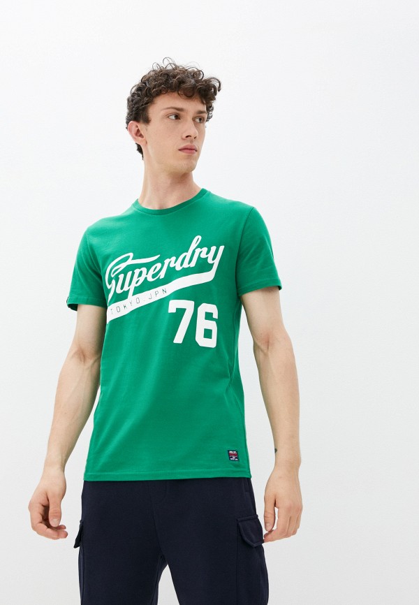 мужская футболка с коротким рукавом superdry, зеленая