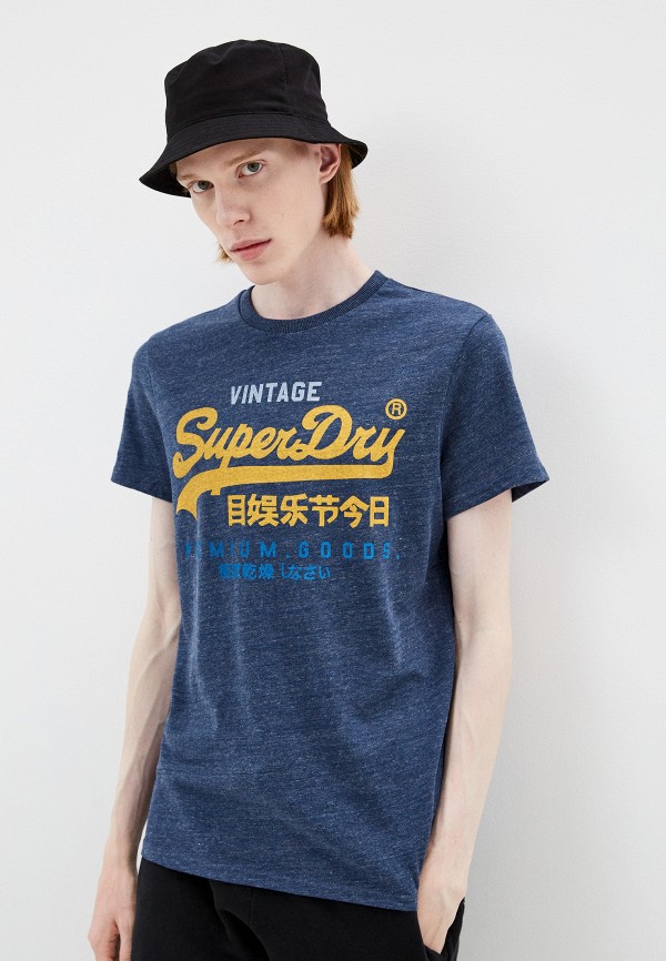 мужская футболка с коротким рукавом superdry, синяя