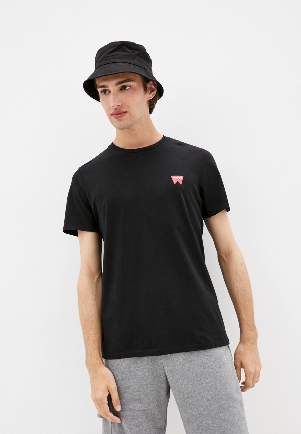 мужская футболка с коротким рукавом wrangler, черная