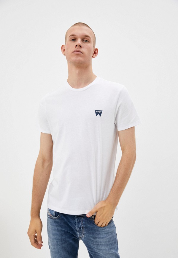 мужская футболка с коротким рукавом wrangler, белая