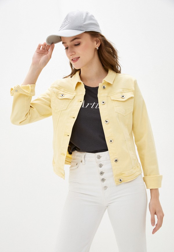 женская джинсовые куртка softy, желтая