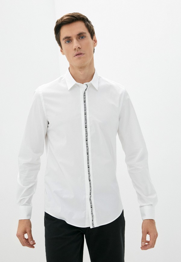 мужская рубашка с длинным рукавом bikkembergs, белая
