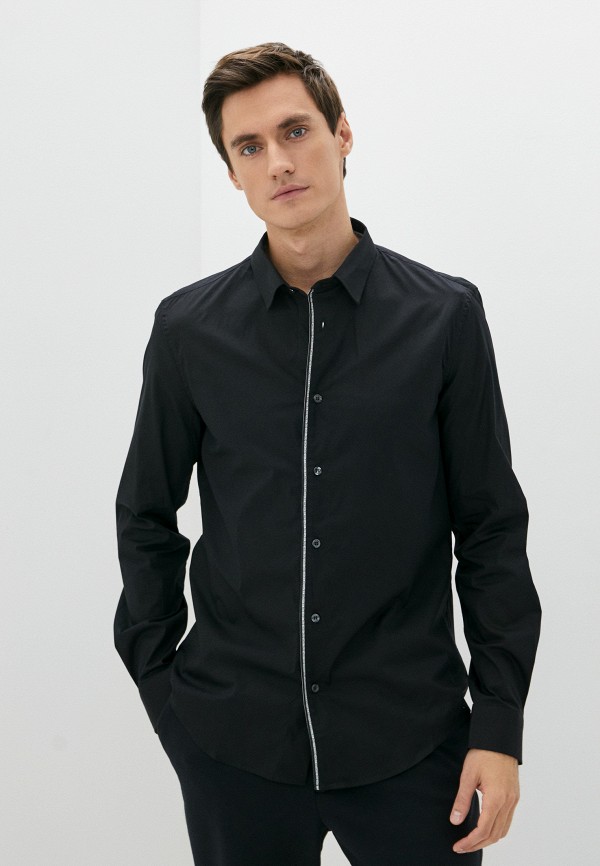 мужская рубашка с длинным рукавом bikkembergs, черная