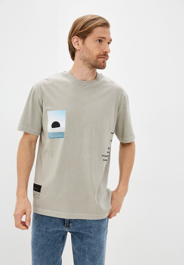 мужская футболка с коротким рукавом topman, бежевая