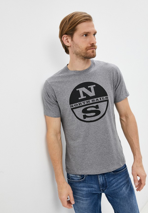 мужская футболка с коротким рукавом north sails, серая