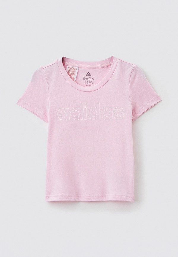 футболка adidas для девочки, розовая