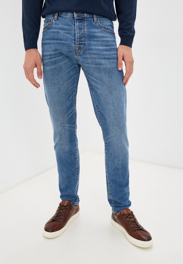 мужские зауженные джинсы united colors of benetton, голубые